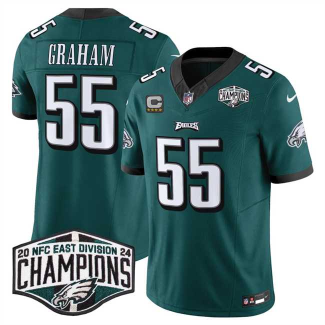 Mens Philadelphia Eagles #55 Brandon Graham Green 2024 NFC East Champions With 4-Star C Patch F.U.S.E. Vapor Untouchable Limited Stitched Jersey